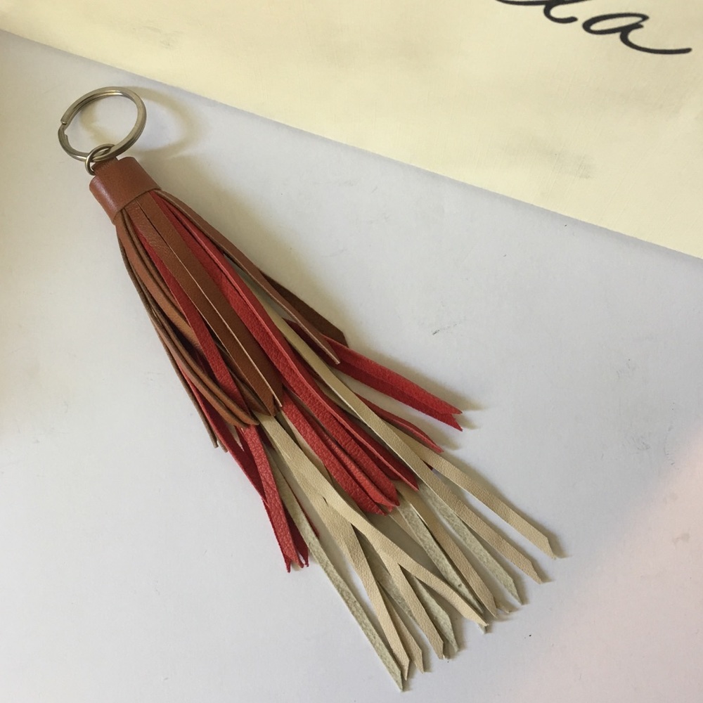 Cleobella Noor Leather Tassle Keychain Saffron NEW